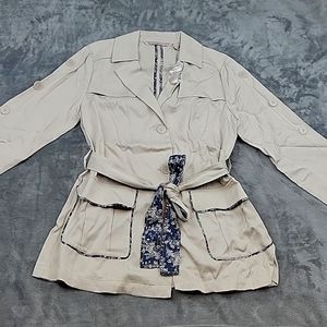 Laurie Felt Belted Utility Jacket with Contrast Print Details Size 2